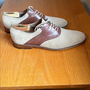 Men's Shoes Tan Suede With Brown Leather Accents
